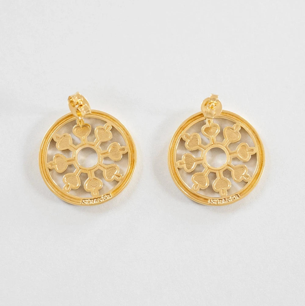 Flower Compass Earrings Brass